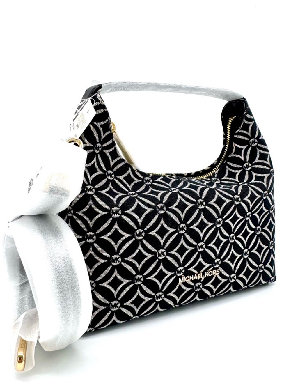 Michael Kors Ember Small Logo Jacquard Messenger Bag Black